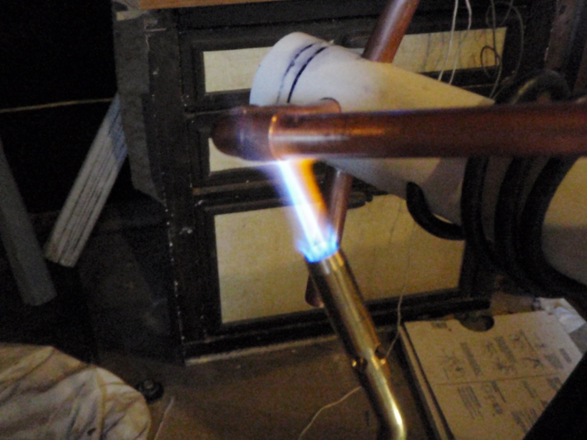 Blow torching the copper fiitings